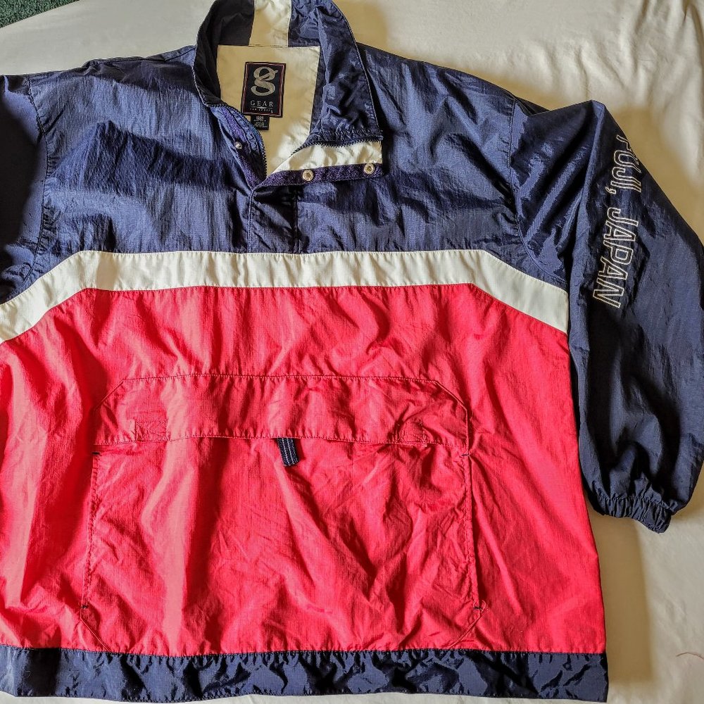 Men's Vintage 90s Pullover Windbreaker Japan Red White Blue